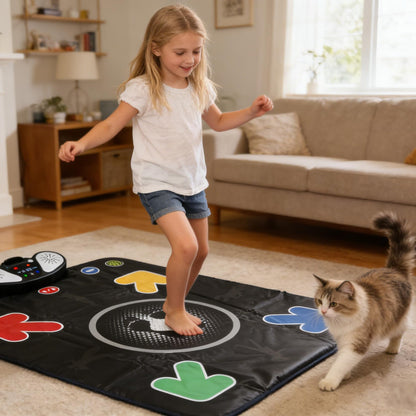 PLAMILOY Dance Mat for Kids - Light-up Electronic Rhythm Step Play Mat, Music Game Pad Toy for Girls Boys 3-12, Challenge Playmat Gift Built-in Songs, MP3 External Play, 5 Levels, Adjustable Volume