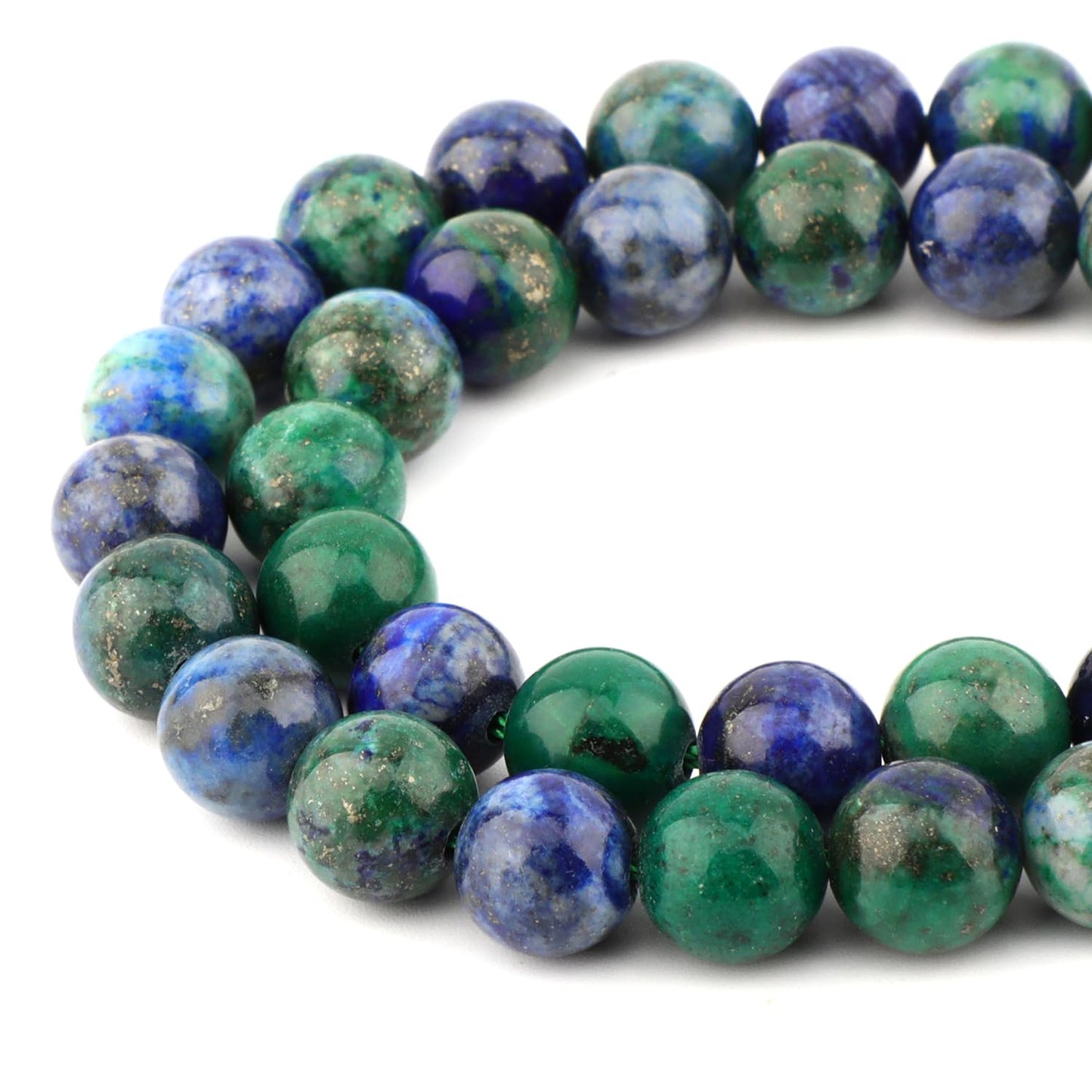 Bymitel 90 pcs Genuine Real Round Loose Stone Beads Gemstone Spacers for Charm DIY Jewelry Making 15.5" per Strand 4mm (Lapis Lazuli Chrysocolla, 4mm)