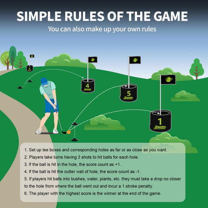Jovizo Backyard Golf Game Set, 6 Hole Portable Golf Yard Game with Flags, Balls, Club and Scoreboard, Outdoor & Indoor Lawn Practice Game for Family and Friends