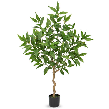 Artificial Eucalyptus Tree Plant in Black Pot – 4FT Tall Faux Indoor Plant for Home Décor, Modern Greenery for Living Room, Bedroom, Office