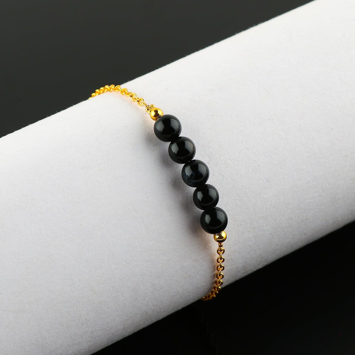 TGH Handmade Bracelet – Natural Black Onyx – Energy Power & Chakra Healing – Rhodium Plated – Boho Luxe Style – Adjustable Size – Christmas Gifts