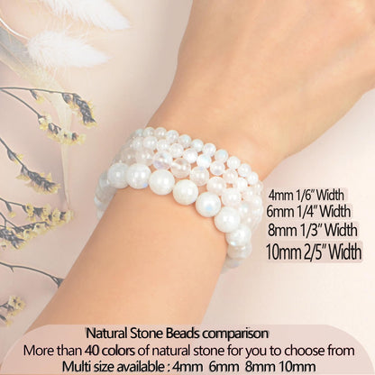 LPBeads Handmade Natural Gemstone Stretch Elastic 4mm Moonstone Bracelet Healing Crystal Round Stone Beads Jewelry Gifts for Women Men