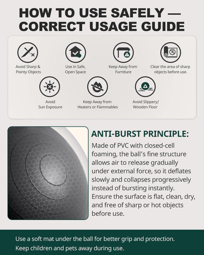 Trideer Yoga Ball for Exercise, Pregnancy & Birthing, 5 Sizes Exercise Ball for Physical Therapy, Stability, Fitness, Quick Pump Included