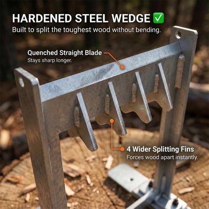 MEEPOCAN 8.5" Manual Log Splitter with Secure Metal Lock-On Safety Guard - Hardened Straight Sharp Blade & Rust-Proof Electroplated Steel - Portable Firewood Kindling Splitter for Camping & Home