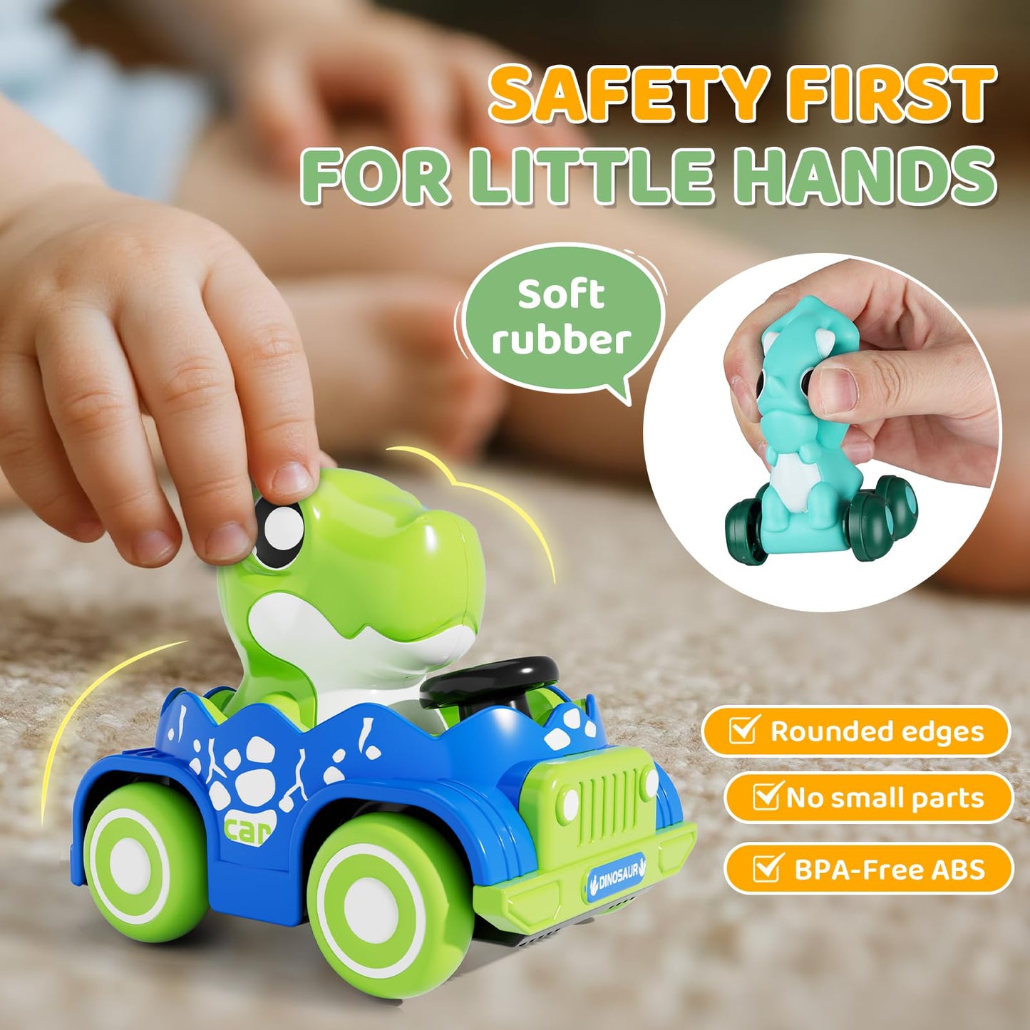 ALASOU 10 PCS Dinosaur Car Toys for 1 Year Old Boy with Playmat/Storage Bag|Baby Toys 1 Year Old Boy Gifts for Toddler Toys 1-2|1st Birthday Gift for Infant 12 18 Months