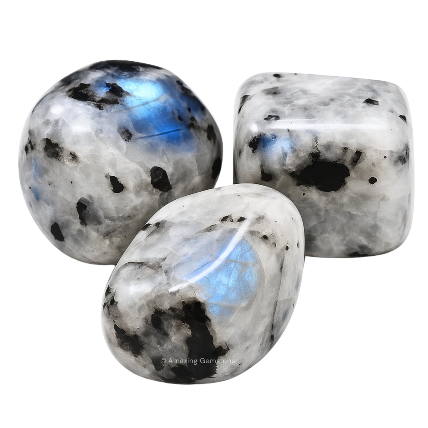 Amazing Gemstone Rainbow Moonstone Crystals and Healing Stones Tumbled - 1000+ Carats Rainbow Moonstone Stone, Healing Stones for Energy Balance, Stress Relief - Premium Polished Gems Rocks