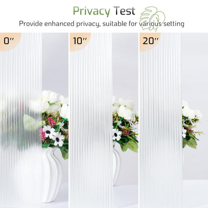 LUTE Reeded Glass Window Privacy Film, Frosted Glass Film, Removable 3D Decorative Decals Sun Blocking Anti UV Door Window Cover, No Glue Static Cling Vinyl for Bathroom Home Office, 17.5" x 78.7"