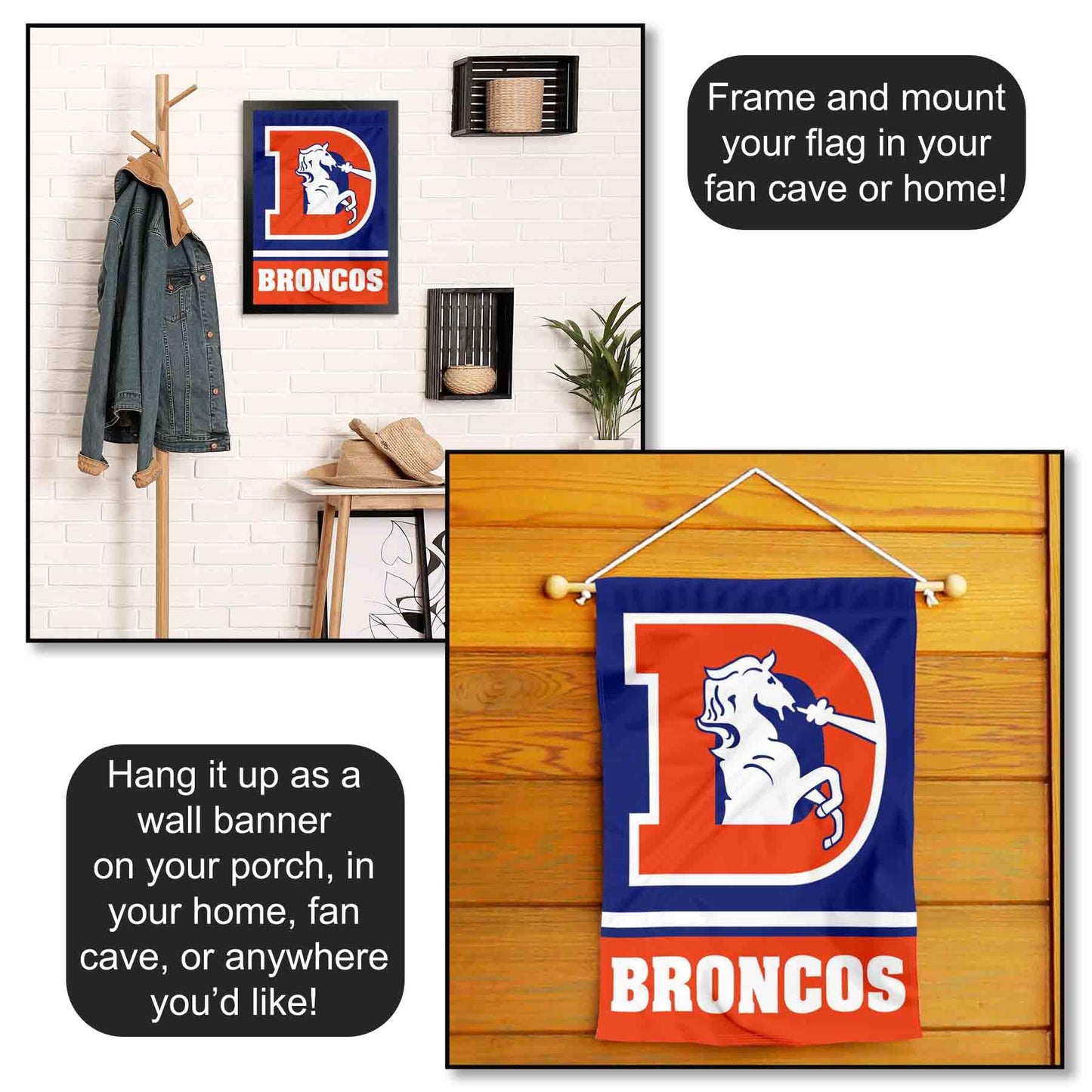 Denver Broncos Throwback Logo Double Sided Garden Flag