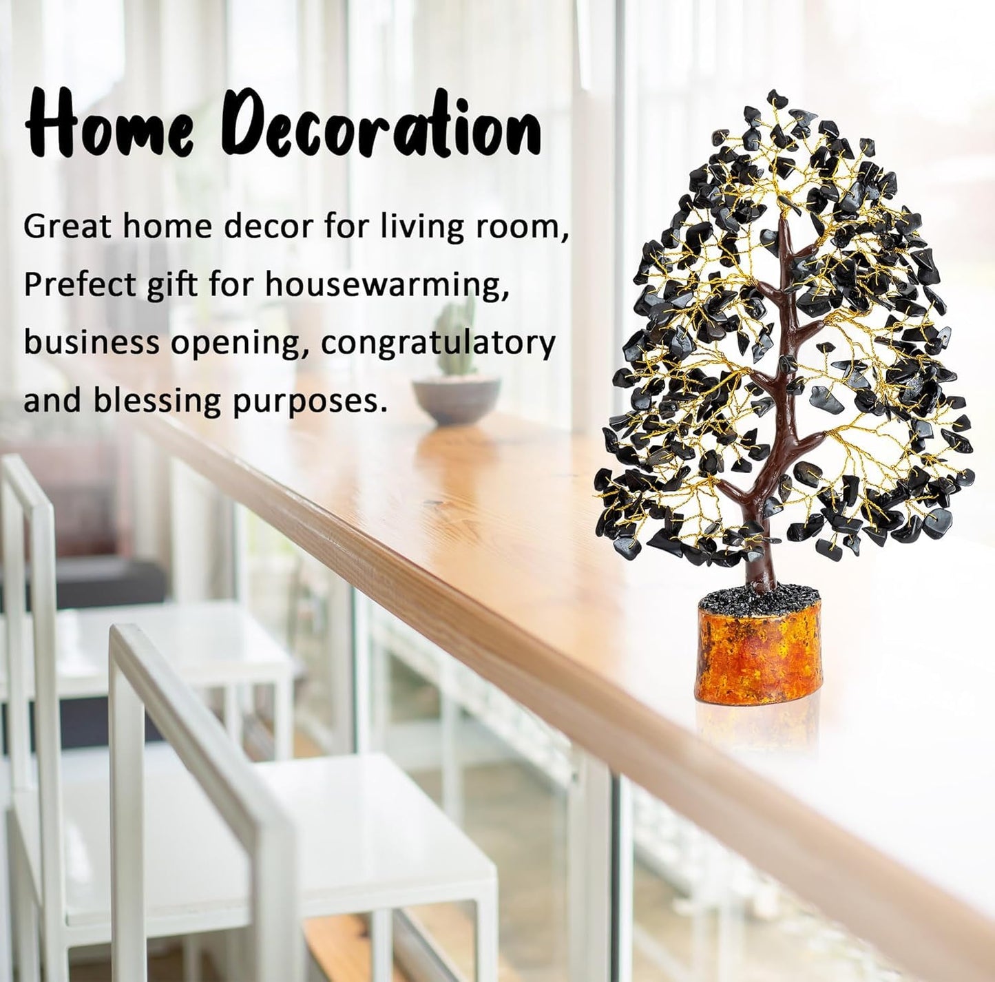 Crocon® Black Tourmaline Gemstone Tree of Life Crystals and Healing Stones, Birthday Gifts for Women, Men & Friends, Gifts for Mom Birthday, Home Office Decor, Spiritual Gift for Women Bedroom Decor