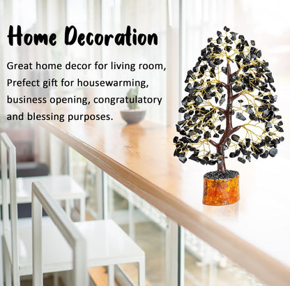 Crocon® Black Tourmaline Gemstone Tree of Life Crystals and Healing Stones, Birthday Gifts for Women, Men & Friends, Gifts for Mom Birthday, Home Office Decor, Spiritual Gift for Women Bedroom Decor
