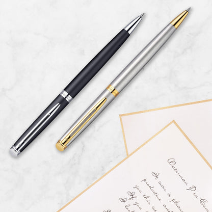 Waterman Hémisphère Ballpoint Pen | Gloss Black with 23k Gold Trim | Medium Point | Blue Ink | Gift Box