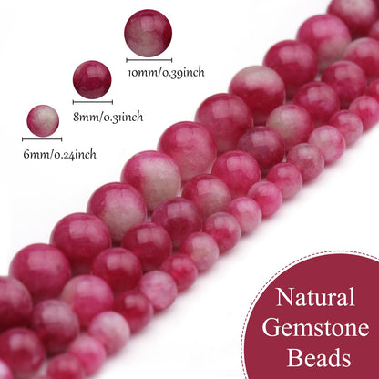 35pcs 10mm Natural Gemstone Beads for Jewelry Making Supplies,Watermelon Tourmaline Healing Crystal Polished Round Loose Stone Beads for Bracelet Necklace 15 Inch