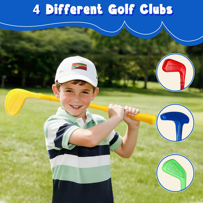 SUPER JOY Toddler Golf Set, Kids Golf Cart with 4 Clubs & 8 Balls, Indoor Outdoor Kid Golf Clubs for 3-5 Boys Girls, Mini Golf Birthday Gifts for Baby 3-5 Years Old