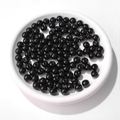 Raicegs 100pcs 8mm Black Tourmaline Beads Natural Gemstone Beads Round Loose Beads for Jewelry Making DIY Bracelets Necklace