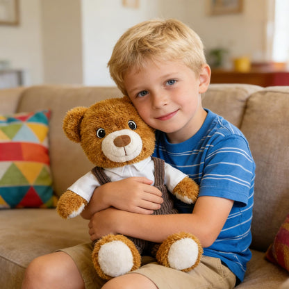 14.5 Inch Cute Boy Teddy Bear Plush Toy - Soft Easter Teddy Stuffed Animal Bear with Shirt & Brown Overalls, Bear Plush Animal Doll for Kids, Family, Babiesm, Boys & Girls Birthday Easter Gift(Dad)