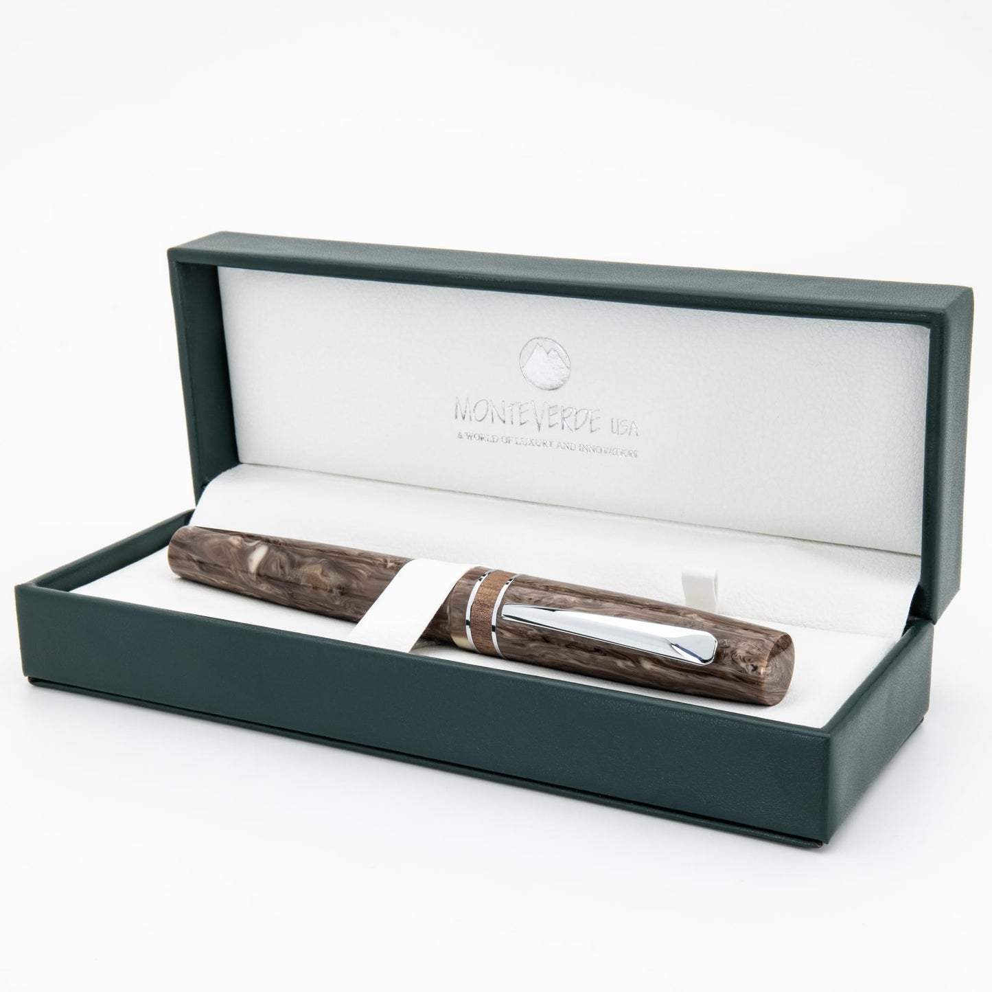 Monteverde USA Avenue of the Baobabs Fountain Pen – Beige Swirl Stub Nib with Free 15ml Ink Bottle – Calligraphy & Everyday Luxury Gift for Collectors & Writers