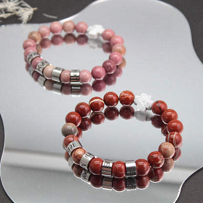 Custom Name Bracelet, Personalized Beaded Bracelets with 1-4 Engraved Names, Chakra Bracelet Natural Stone Bracelet for Women Men, Meaningful Birthday Gifts for Couples Friends Parents