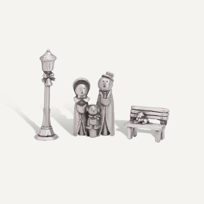 LISA LEONARD DESIGNS Pewter Carolers Christmas Village Collection Christmas Miniature, Festive Village Set Decorations Christian Gift Nativity Scene Add-On for Home