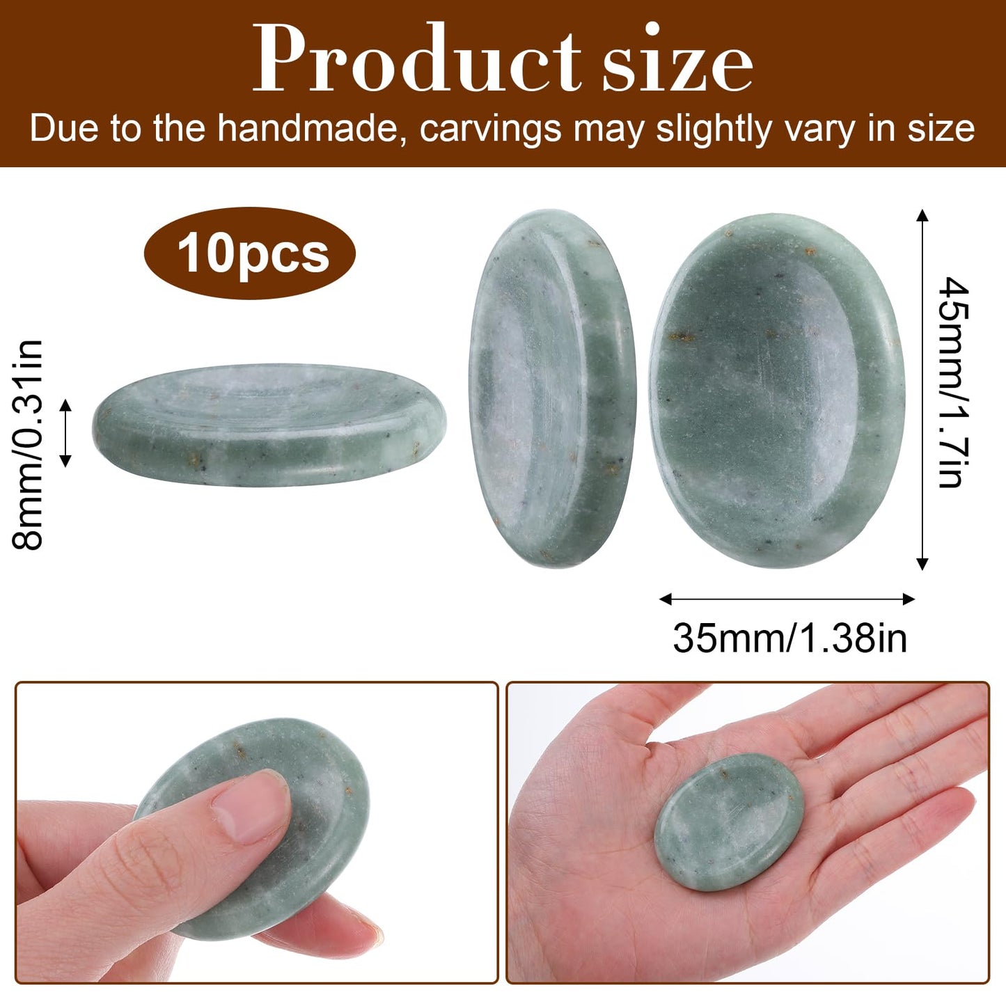 Kegeeei 10 Pcs Thumb Worry Stone for Anxiety, Natural Crystal Healing Stone Set, Oval Chakra Stones for Stress Relief, Meditation, Valentines Gift (Mixed Colors)