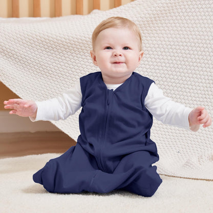 FIEMOL Baby Sleep Sack 6-12 Months, 100% Cotton Sleeping Sack for Newborn and Infant, 3 Pack Baby Wearable Blanket, 0.5 Tog Lightweight Double Zipper Sleep Bag Cyan