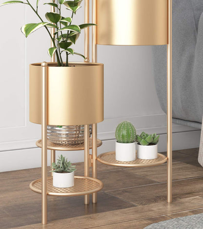 AISUNDY Metal Plant Stand, 6 Tier 6 Potted Indoor Gold Flower Pot Stand Holder Shelf, Foldable Decorative Display Rack for Multiple Potted Plants, Patio Garden, Living Room, Corner Balcony & Bedroom