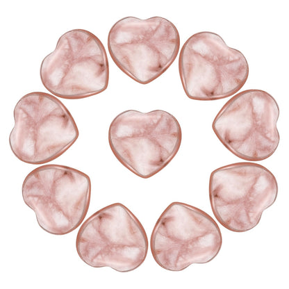 PATIKIL 10Pcs Natural Heart Shaped Crystal Stone, 0.8" Polished Love Gemstone Crystal, Pocket Rock Engraved Worry Stones for Women Valentines Gift Meditation 0.24" Thick, Watermelon Quartz