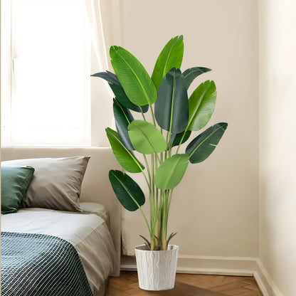 CETRD Artificial Bird of Paradise Plant 6Ft Fake Tropical Palm Tree with 13Trunks Faux Banana Leaf Trees in Pot for Home Indoor Outdoor Office Modern Decor Housewarming Gift