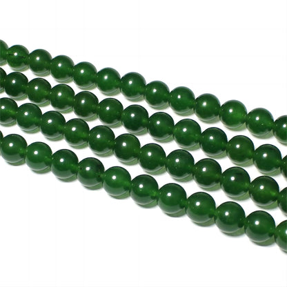 MJDCB Stone Beads 8mm 43pcs Round Blackish Green Jade Loose Gemstone Bead Charms for Jewelry Making Bracelet Necklace Earring Pendant