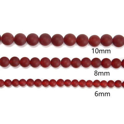 65Pcs 6mm Frosted red Agate Natural Round Loose Real Stone Beads Gemstone Genuine for DIY Hand Made Craft Jewelry Bracelet Earring Necklace String Making Energy Healing Power