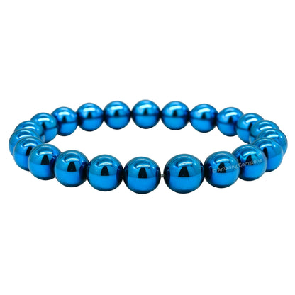 Amazing Gemstone Crystal Bracelet for Women Men's Gifts - Protection Healing Crystal Bracelet - 8mm Gemstone Beaded Stretchable Bracelet Pulseras Para Hombres Mujer Stocking Stuffers Mothers Day Gift (Blue Hematite)