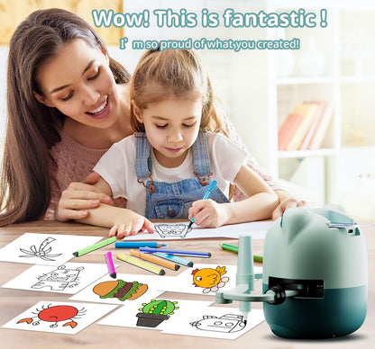 Drawing Robot for Kids with 150 Cards& 12 Color Pens，Montessori Drawing Learning Toys,Interactive Educational Robot Drawing Machine for 3 4 5 6 7 8 Year Old Boys Girls Christmas Birthday Party Present