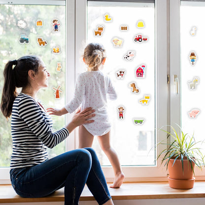 Farm Animals Window Cling Window Thick Gel Clings Decals Stickers for Kids Toddlers and Adults Home Airplane Classroom Nursery Farm Party Supplies Decorations Removable and Reusable 23 PCS