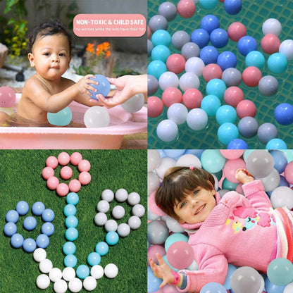 LANGXUN 50 100 200 Balls Soft Plastic Ball Pit Balls for Kids, Gift for Baby Toddler Birthday Christmas, Ball Pit Play Tent, Baby Kiddie Pool Water Toys, Party Decoration