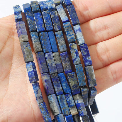 BEADIA Natural Lapis Lazuli Tube Beads 13x4mm 30pcs Rectangle Loose Semi Gemstone Beads for Jewelry Making Design