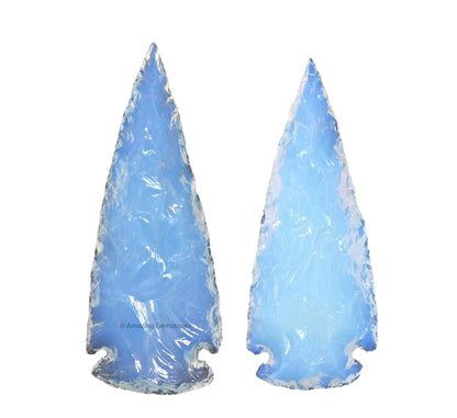 Amazing Gemstone 2 Pieces Opalite Arrowhead, Crystal and Healing Stone Flint Rock Arrow Head - 2 to 3 Arrowheads for DIY Project Craft Point Jewelry Making