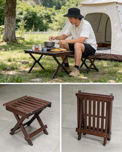 ZHEHUA Convertible Bamboo Stool with Back,Versatile Folding Stool for Home, Garden, Living Room, Kitchen, Bathroom, Bedroom - No Assemble Required