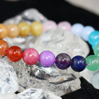 DAZCOLO 8mm Natural Gemstone Stretch Bracelet, Handmade Unisex Crystal Bracelets for Meditation, Yoga, Spiritual Healing & Positive Energy (7 Chakra)