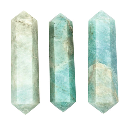 Aquamarine Crystal Points Bulk Healing Crystals and Stones - Pack of 3 Double Terminated Healing Wand Point Bulk Crystals for Crafts, Crystal Grid, DIY Work - Premium Crystals for Beginners Gifts