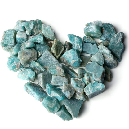 Amazonite Bulk Natural Healing Crystals Raw Rough Stones Sets for Cabbing Tumbling Cutting Lapidary Polishing Reiki Crytsal Healing Wire Wrapping Decoration Gemstone 0.45lb