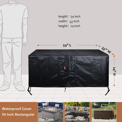 SheeChung Fire Pit Cover Rectangular-Fits 50-54 inch Table-Waterproof Heavy Duty 600D Outdoor Cover for Gas Fire Pit,Patio Deck Box Protector Patio Furniture Cover 54"Lx34"Wx24"H
