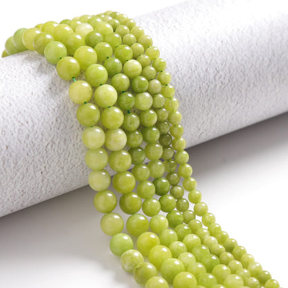 35pcs 10mm Peridot Loose Beads for Jewelry Making, Natural Semi Precious Beads Round Smooth Gemstone Spacer Beads Charms for Necklaces Bracelets
