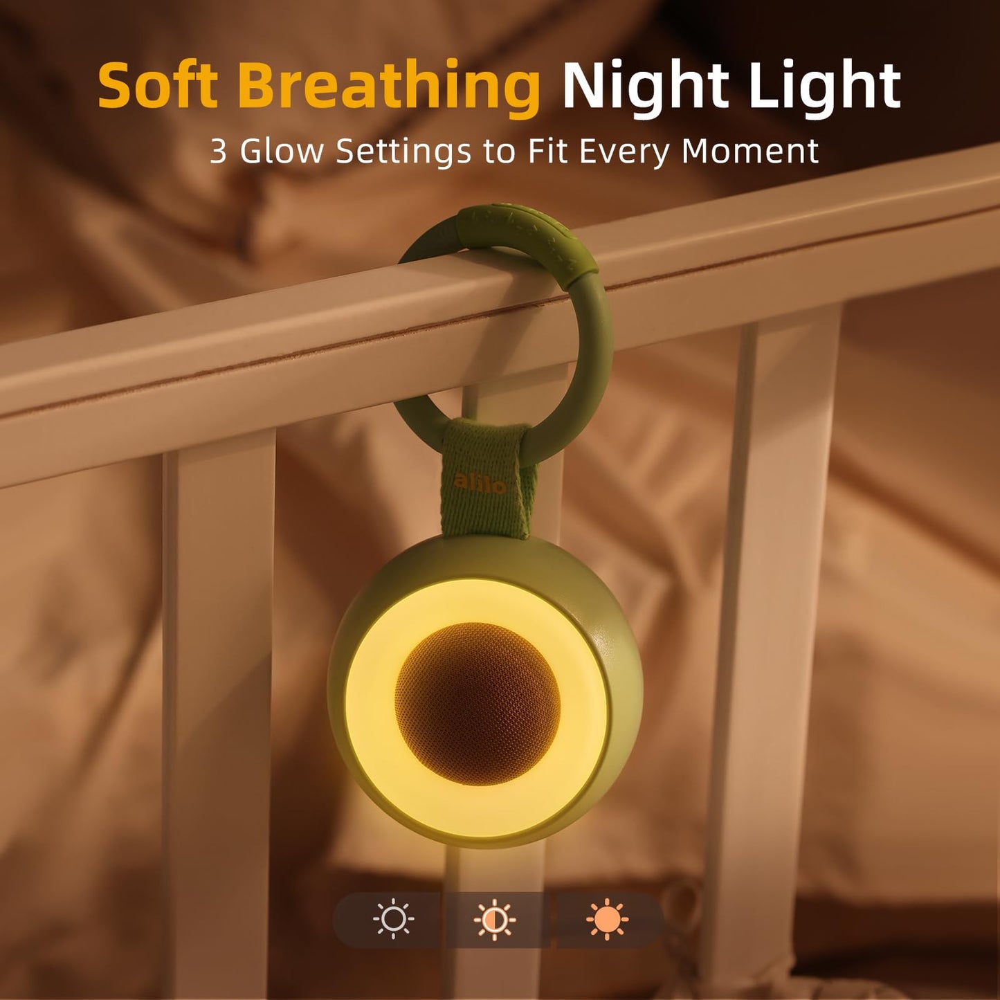 alilo Pocket Soother | Portable Sound Machine for Baby Kids | Night Light | 30 Soothing Sounds | Travel | White Noise | Timer | Memory Function | Sleep | Shush | Baby Shower | Newborn Gift | Avocado