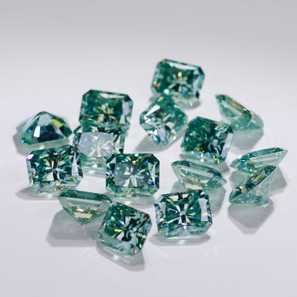 Radiant Cut 2.0ct VVS1 Blue Green Moissanite Loose Gemstones for Jewelry Making With Certificate