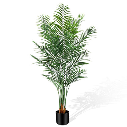 CyanGrove Artificial Palm Tree Outdoor 6.5ft, Large Fake Tropical Areca Palm Tree with 18 Trunks, Tall Faux Floor Plants for Indoor Outdoor-Living Rooms, Offices, Bedroom Home Decor