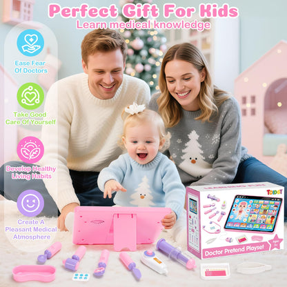 Toidgy Learning Toys Tablet with Music & Sound, Speech Therapy Toys for Toddlers Age 1, 2, 3, Montessori Toys Christmas Birthday Gifts for Girls, Boys, Baby 12-18 Months, Doctors Pretend Playset