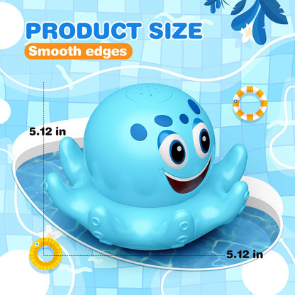Octopus Bath Toys for Toddlers| Rechargeable Automatic Sprinkler Water Toys with LED Lights & 4 Toss Rings,150 Mins Battery Life,Baby Toys for 6-12 12-18 Months Gifts for Boys Girls 1-5 Years Old
