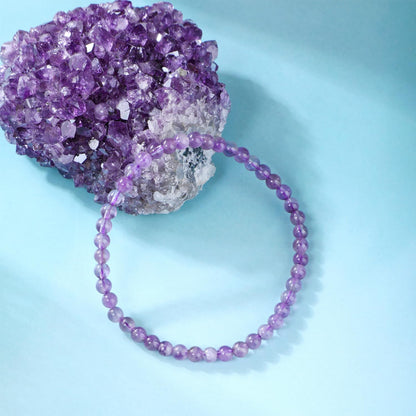 Bymitel 4mm Amethyst - Handmade Reiki Gemstone Stretch Bracelet, Natural Beauty & Spiritual Essence, Crystal Healing for Unisex Adults