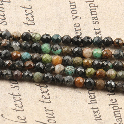 Song Xi 120pcs 3mm Natural African Turquoise Gemstone Beads Faceted Round Loose Stone Beads for Jewelry Making