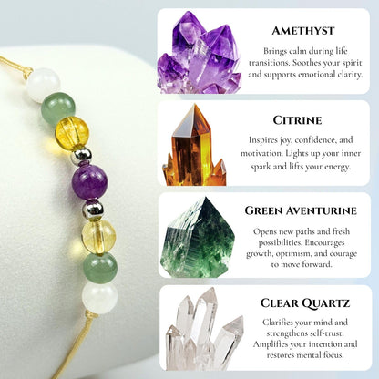 TLOEP New Chapter Crystal Bracelet, Graduation Gift for Women Men, Inspirational New Beginning Bracelet with Meaning Card, Gift for Daughter, Friend, Student, High School College Grad