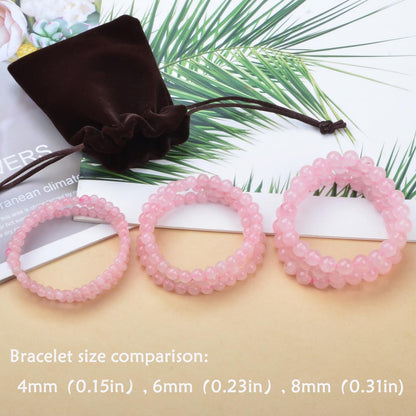 CHCCOYE 6mm Natural Healing Gemstone Bracelet Handmade Yoga Stretch Elastic Bracelet Stress Relief Crystal Jewelry for Men and Women (6mm, Rose Quartz)